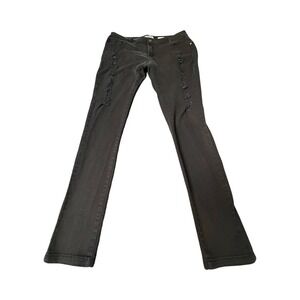 Imperial Premium Jeans Women 14 Black Flare Distressed High Waisted Ripped Denim